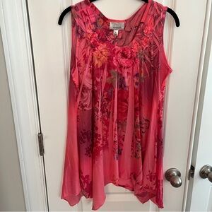 Dressbarn Vibrant Pink Floral Blouse